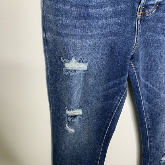 Forever 21 Womens Size 27 Blue Skinny Button Fly Distressed Denim Jeans - Picture 2 of 11